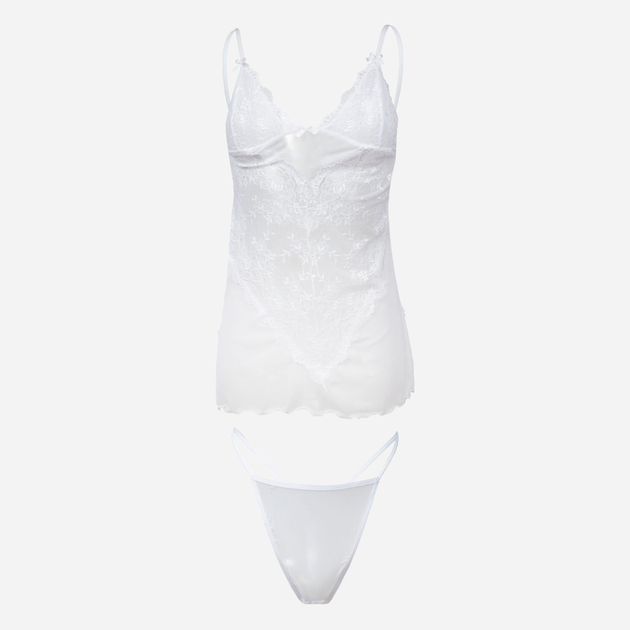 Komplet erotyczny (koszula nocna + majtki-bikini) damski DKaren Stacy S Biały (5903251460300) - obraz 1