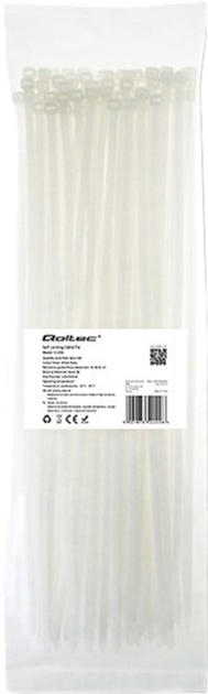 Кабельні стяжки Qoltec Nylon UV 4.8 x 350 мм 100 шт White (5901878522098) - зображення 1