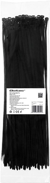 Кабельні стяжки Qoltec Nylon UV 4.8 x 350 мм 100 шт Black (5901878522104) - зображення 1