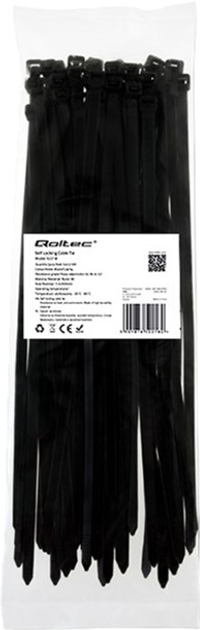 Кабельні стяжки Qoltec Nylon UV 7.2 x 300 мм 50 шт Black (5901878522180) - зображення 1