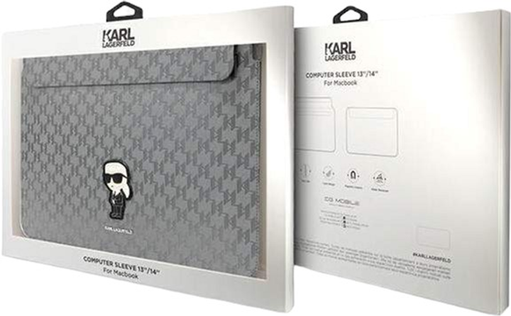 Pokrowiec na laptopa Karl Lagerfeld Saffiano Monogram Ikonik KLCS14SAKHPKG 14" Srebrny (3666339170547) - obraz 4