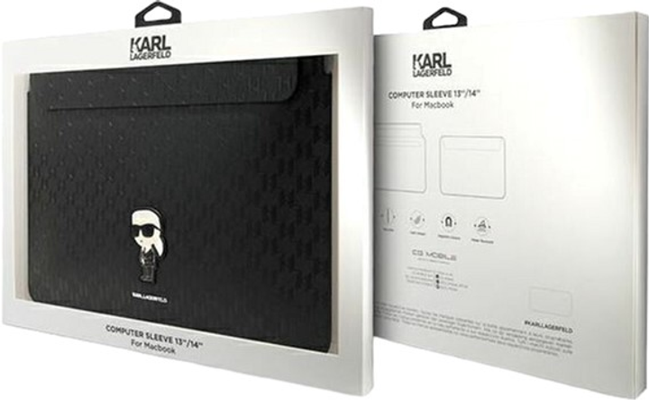Pokrowiec na laptopa Karl Lagerfeld Saffiano Monogram Ikonik KLCS14SAKHPKK 14" Czarny (3666339170523) - obraz 4