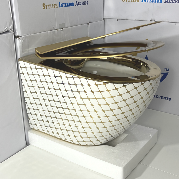 Унітаз підвісний SIA Lumen Gold Elegans безобідковий з сидінням Slim Soft-close 480x360x310 T1130 - изображение 6