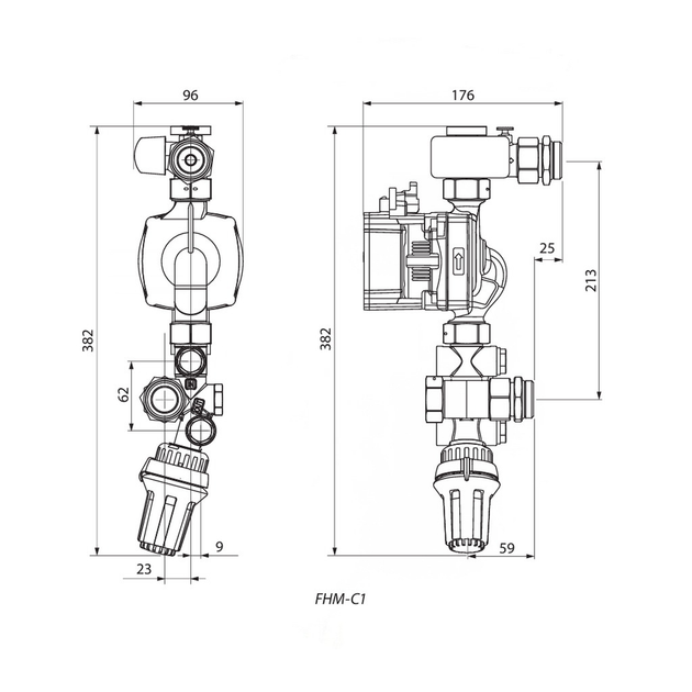 Смесительная группа для теплого пола DANFOSS FHM-C1 UPM3 1/2" с насосом ...