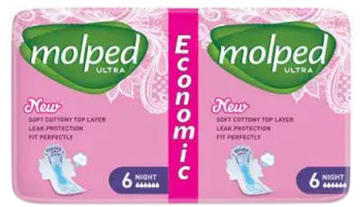 Гігієнічні прокладки Molped Ultra Night Eco 6 крапель 12 шт (8690536825202) - зображення 1