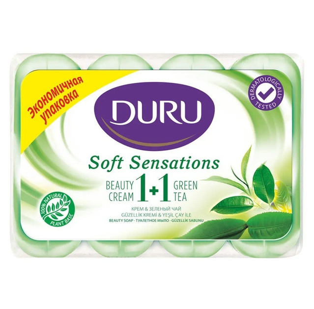 Мыло Duru 1+1 Soft Sensations Зеленый чай с увлажняющим кремом, 4 шт ...
