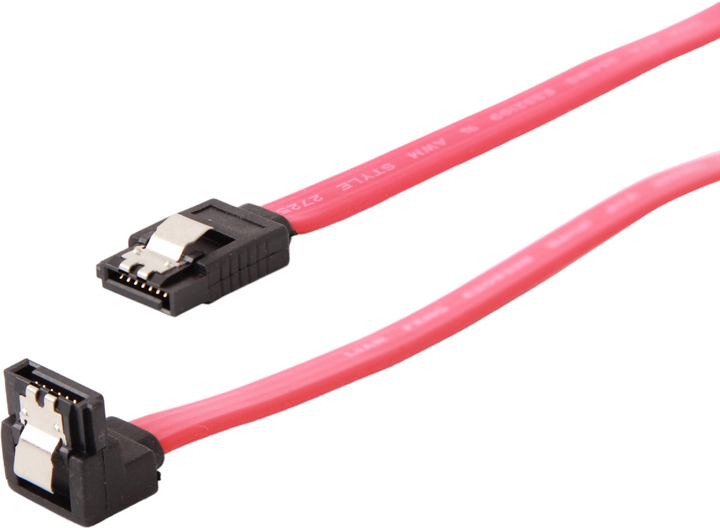 Kabel Cablexpert SATA-SATA z wygiętym pod kątem 90 stopni tsonnetstorem 0.1 m Czerwony (8716309099509) - obraz 1