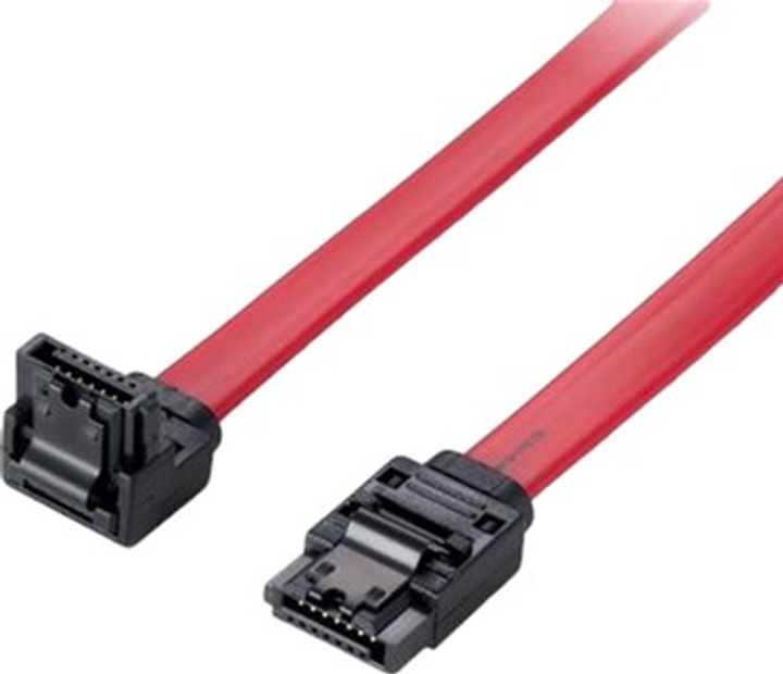Кабель Cablexpert SATA-SATA з цоннетстором, зігнутим під кутом 90 градусів 0.5 m Red (8716309093392) - зображення 1