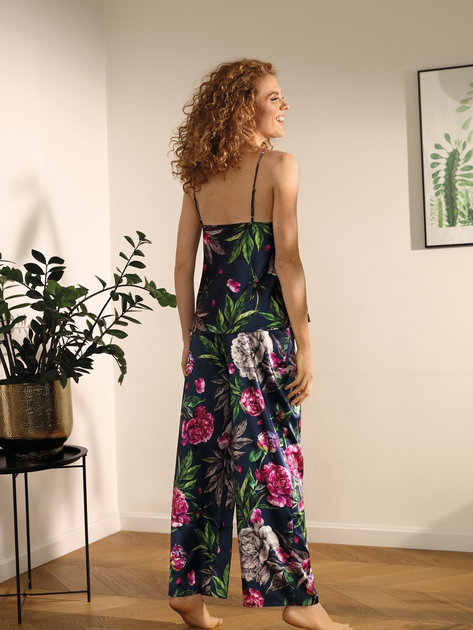 Piżama (podkoszulka + spodnie) damska DKaren Dk-Ki S Granatowa z zielonym i różowym (5903251425699) - obraz 2