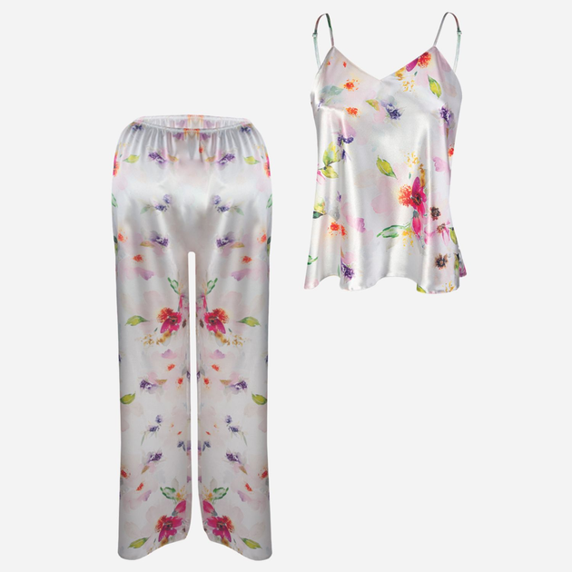 Piżama (podkoszulka + spodnie) damska DKaren Dk-Ki XS Biała z różowym i fioletowym (5903251426221) - obraz 1