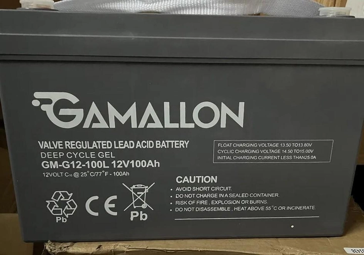 Гелевый аккумулятор 100ah Gamallon GMA-G12 100 ампер 12 вольт для инвертора ибп бесперебойника котла дома акб - изображение 2
