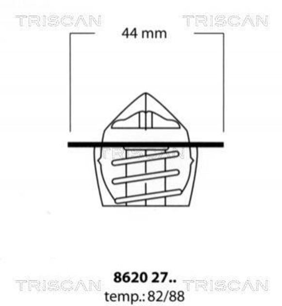 Термостат TRISCAN 86202782 Suzuki Swift, Jimny; Daewoo Matiz 1634187206000, 1634187210000, 1634187280000 - зображення 1