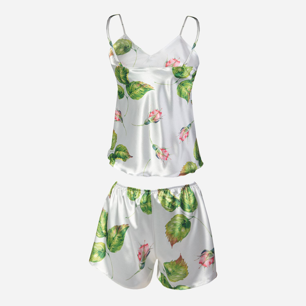 Piżama (podkoszulka + szorty) damska DKaren Dk-Kk XS Biała z zielonym i różowym (5903251425385) - obraz 2
