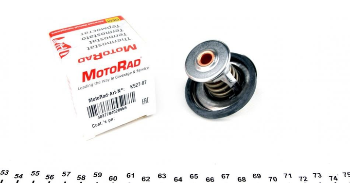 Термостат MOTORAD 527-87K Audi 80, A4, A6, 100; Volkswagen Jetta, Scirocco, Golf, Passat, Polo, Bora, Caddy, Transporter; Seat Toledo; Skoda Octavia, Fabia 03G121113A, 044121113, 056121113D - зображення 1