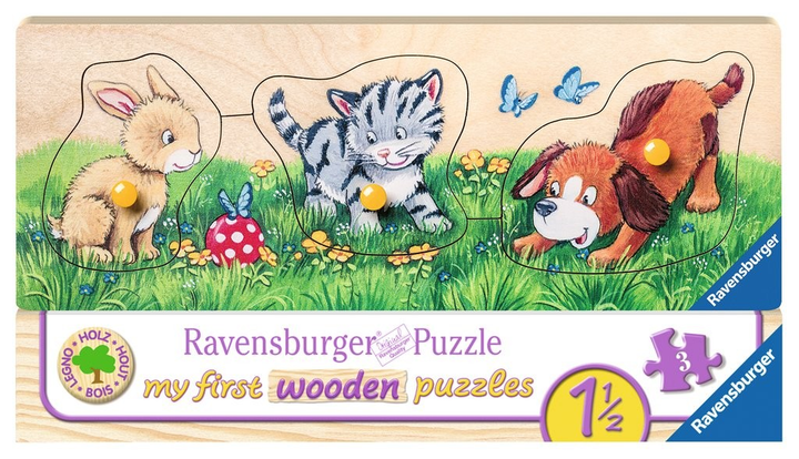 Puzzle figuralne Ravensburger My First Wooden Puzzles 23.7 x 9 cm 3 elementów (4005556032037) - obraz 1