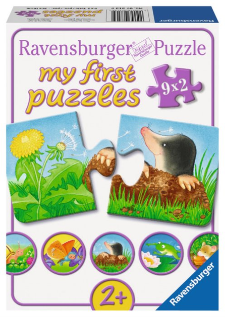 Zestaw puzzli klasyczne Ravensburger Zwierzęta w ogrodzie 17 x 23 cm 9 x 2 elementów (4005556073139) - obraz 1