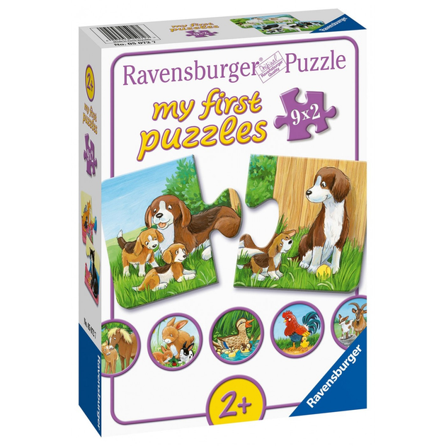 Zestaw puzzli Ravensburger Zwierząt na farmie 18 x 10 cm 9 x 2 elementów (4005556050727) - obraz 1