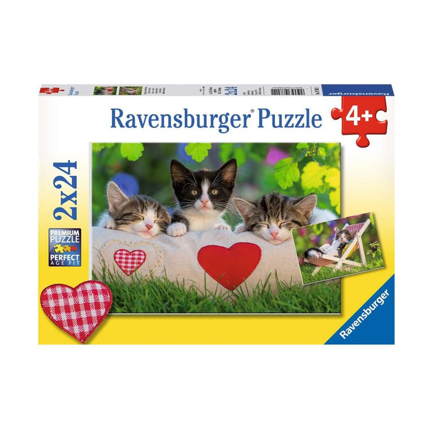 Zestaw puzzli Ravensburger Śpiące kocięta11 x 8 cm 2 x 24 elementów (4005556078011) - obraz 1