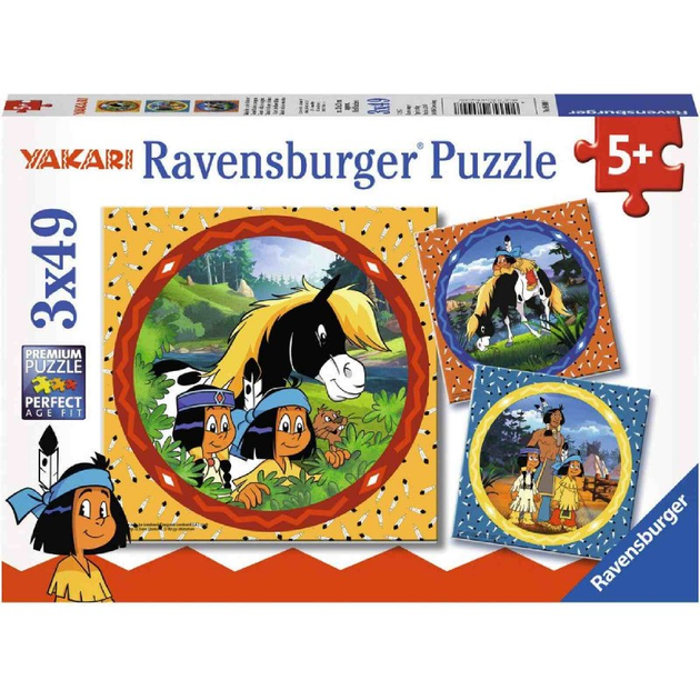 Zestaw puzzli Ravensburger Yakari. Dzielny Indianin 21 x 21 cm 2 x 12 elementów (4005556080007) - obraz 1