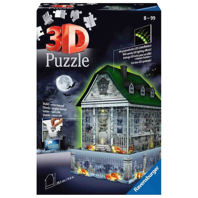 3D-пазл Ravensburger - Моторошний будинок вночі 29.5 х 11.6 см 219 елементів (4005556112548) - зображення 1