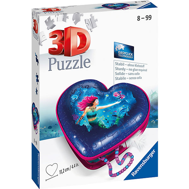 Puzzle 3D Ravensburger Pudełko z sercem Czarujące syrenki 11.2 x 4.4 cm 54 elementy (4005556112494) - obraz 2