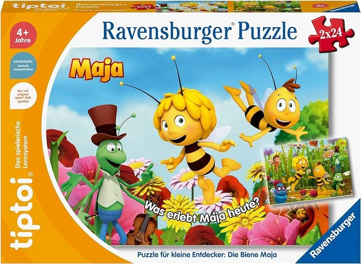 Музичні пазли Ravensburger tiptoi для маленьких дослідників Бджілка Майя 2 x 24 елементи (4005556001415) - зображення 1