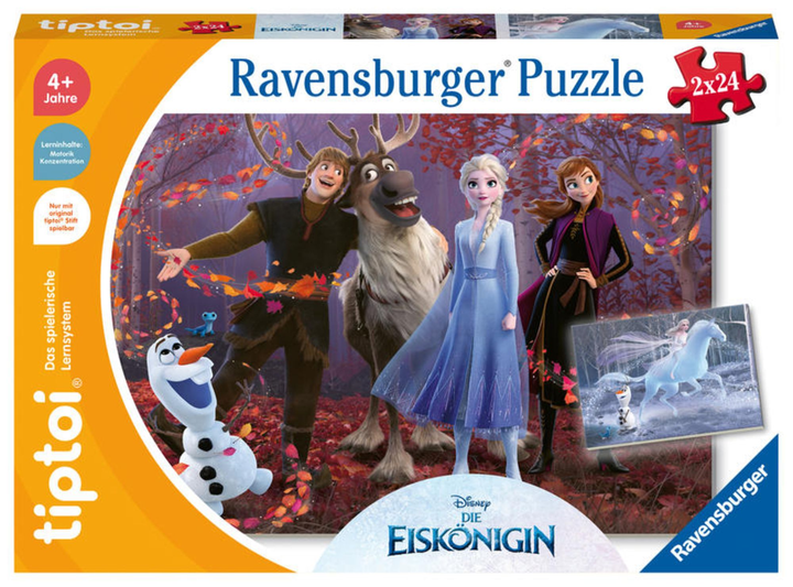 Puzzle musical Ravensburger tiptoi dla małych odkrywców Disney Królowa Lodu 26 x 18 cm 2 x 24 elementy (4005556001347) - obraz 1