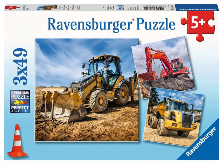 Puzzle klasyczne Ravensburger Construction Vehicles in Action 49 x 36 cm 100 elementów (4005556050321) - obraz 1