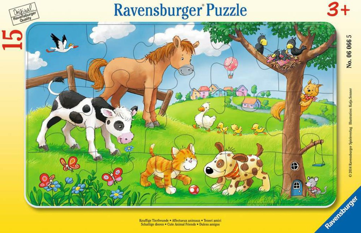 Дерев'яний пазл Ravensburger Милі друзі-тварини 25 х 15 см 15 елементів (4005556060665) - зображення 1
