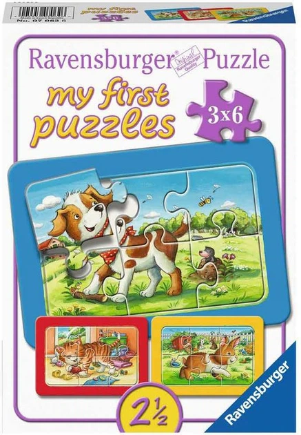 Класичні пазли Ravensburger Мої друзі-тварини 17 х 11 см 3 х 6 елементів (4005556070626) - зображення 3