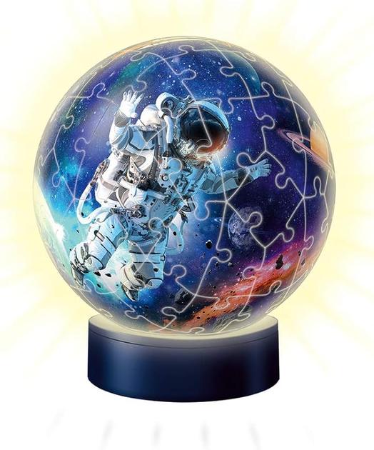 Puzzle 3D Ravensburger Ravensburger 3D Puzzle 11264 Night Light Puzzle Ball Puzzle Astronauc w kosmosie 12.5 x 12.5 cm 72 elementy (4005556112647) - obraz 3