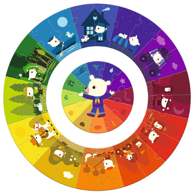 Puzzle klasyczne Djeco Puzzle podłogowe kolory 58 cm 37 elementów (3070900070172) - obraz 2