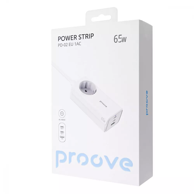 Сетевой фильтр Proove Power Strip PD-02 65W 2Type-C/1USB white - изображение 8