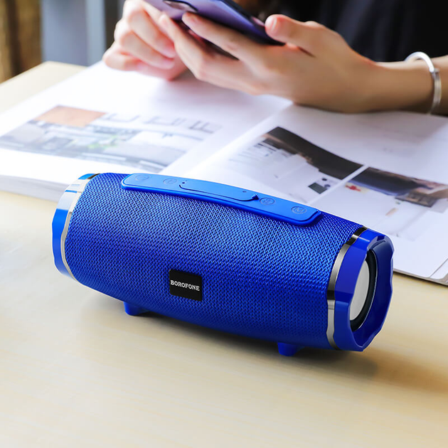 Портативная блютуз колонка BOROFONE Rich sound IPX5 BR3 |AUX, SD-card, Bluetooth, USB, FM-Radio| Синий - изображение 4