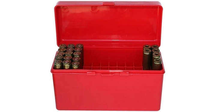 Коробка MTM RM-60 на 60 патронов кал. .22-250 Rem; .243 Win; 7,62x39 и .308 Win. Цвет – красный. - изображение 1