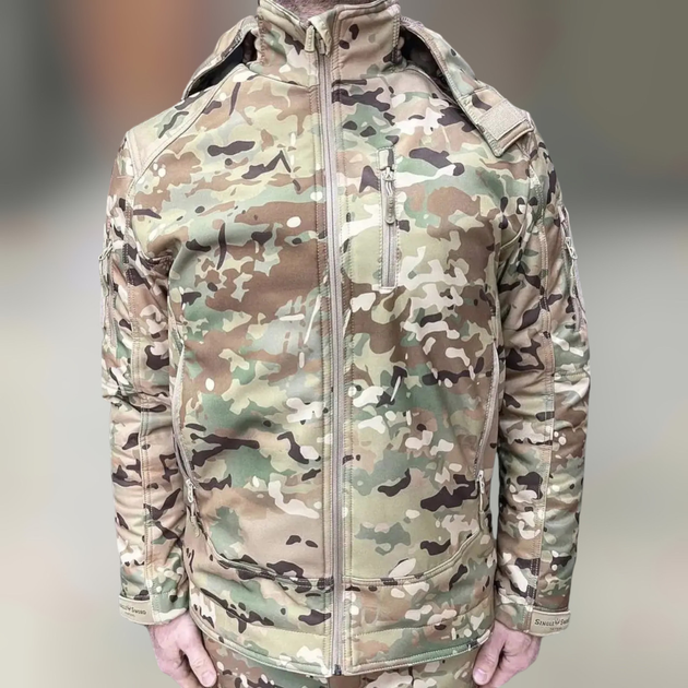 Куртка тактическая зимняя Softshell, Single Sword, Мультикам, XL, теплая зимняя куртка для военных софтшелл - изображение 1