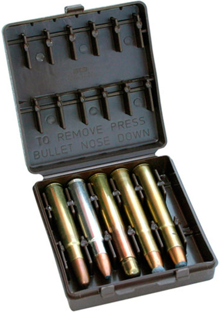 Коробка MTM African Big Game Ammo Carrier на 10 патронів кал. 378; 416; 470; 500NE. Колір – коричневий - зображення 1