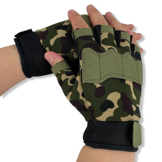 Тактичні рукавички з відкритими пальцями мультикам розмір L - зображення 2