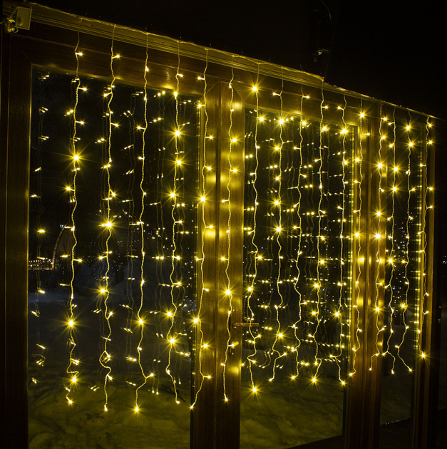 Уличная светодиодная гирлянда штора 150 LED, 3x1м, прозрачный каучук, статический режим, 220В, IP65 - изображение 3
