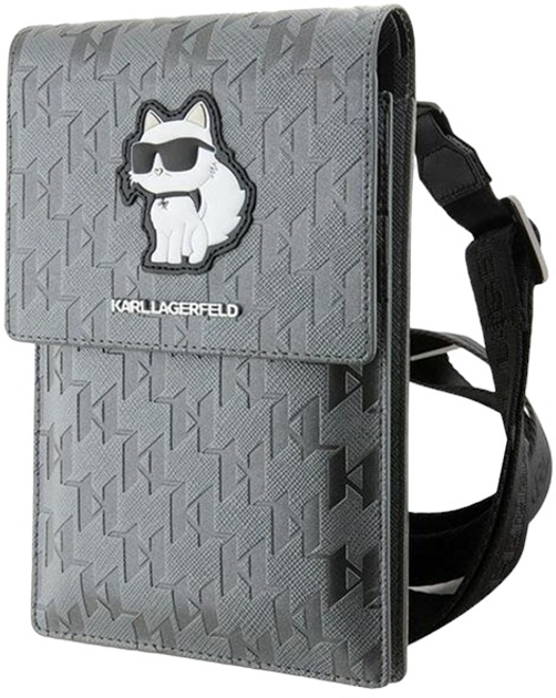 Etui-torba Karl Lagerfeld Saffiano Monogram Choupette Srebrny (3666339170639) - obraz 2