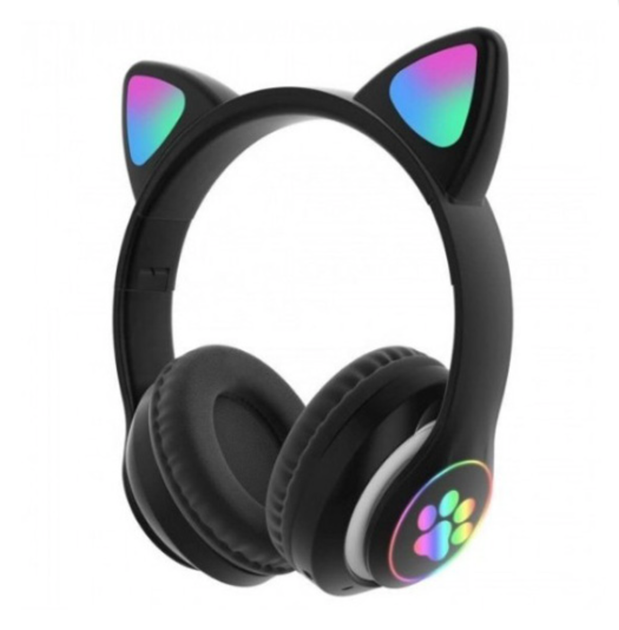 Бездротові навушники з котячими вушками Cat STN-28 з Bluetooth LED підсвічуванням функція MP3 Black - зображення 3