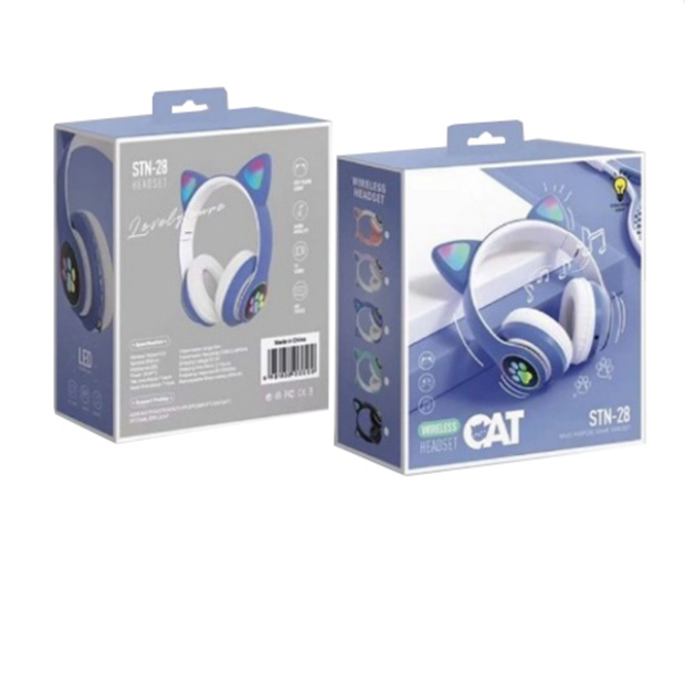 Бездротові навушники з котячими вушками Cat STN-28 з Bluetooth LED підсвічуванням функція MP3 Blue - зображення 4