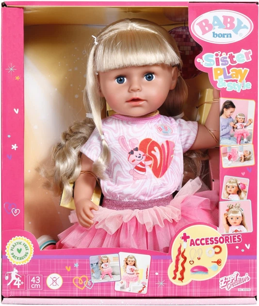 Лялька Baby Born Стильна сестричка 43 см з аксесуарами (833018