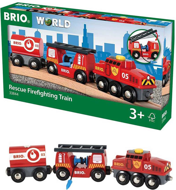 Lokomotywa Brio Fire Engine 4 elementy (7312350338447) - obraz 1