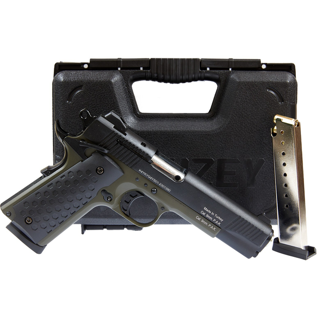 Стартовий сигнальний напівавтоматичний пістолет Kuzey 911 Green Grips з додатковим магазином - зображення 2
