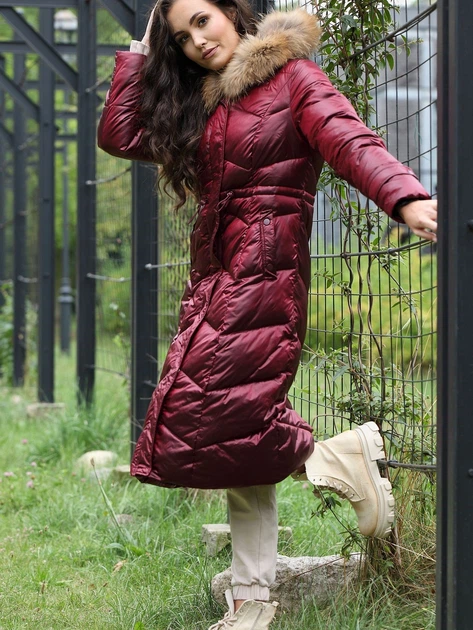 Пуховик зимовий довгий жіночий PERSO BLH220032FR L Винний (5908312938804) - зображення 5