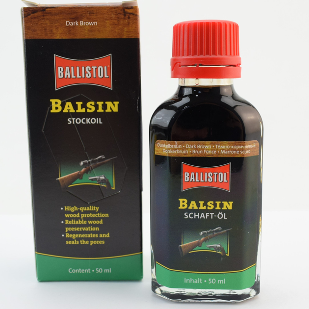 Масло Clever Ballistol Balsin Schaftol 50 мл. для догляду за деревом, темно-коричневий - зображення 1