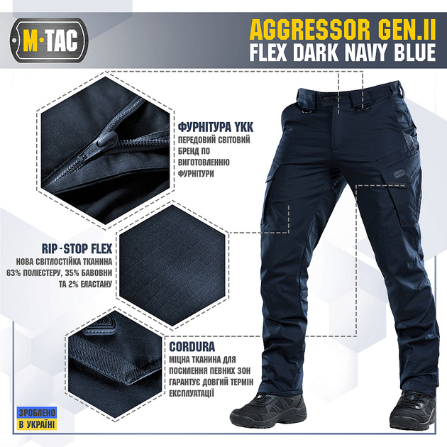 Брюки Aggressor Gen II Flex M-Tac Синий 32/34 - изображение 2