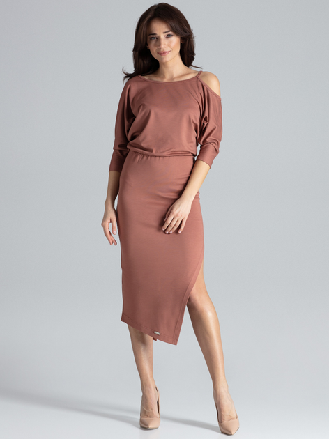 Плаття жіноче Lenitif K479 S Коричневе (5902194352604) - зображення 3