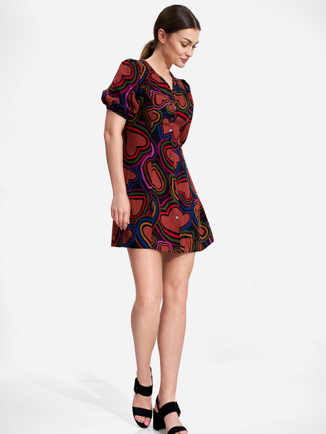 Sukienka trapezowa damska Figl M881 L Czerwony/Niebieski (5902194411738) - obraz 4